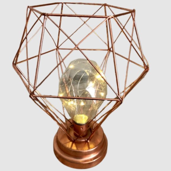 Rustic Rose Gold Geometric Shape Table Top Light - Picture 3 of 8